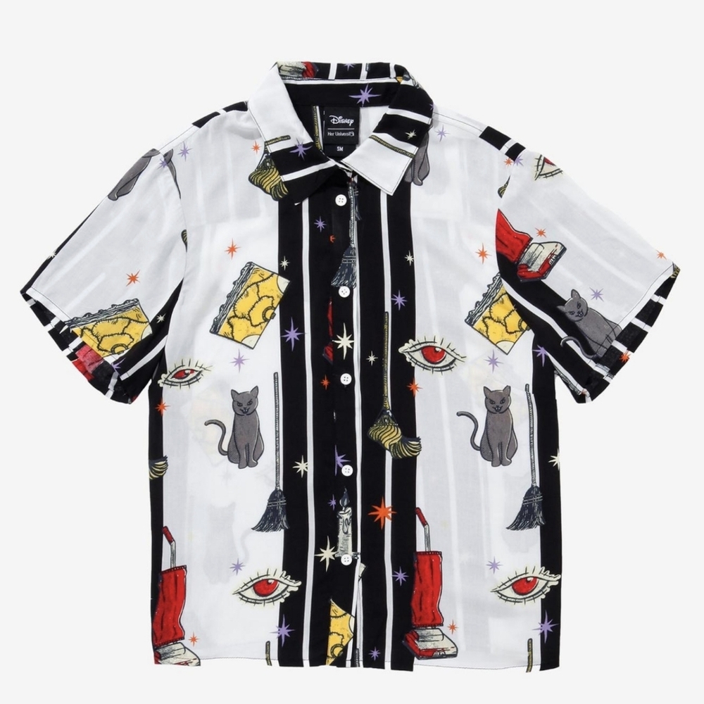 Disney Hocus Pocus Icons Stripe Woven Button Up